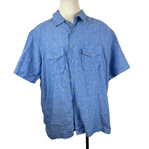 Paul Fredrick 100% Linen Short‎ Sleeve Button Down XXL